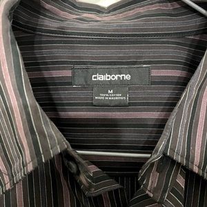 Claiborne - Deep purple striped long sleeve button down shirt.